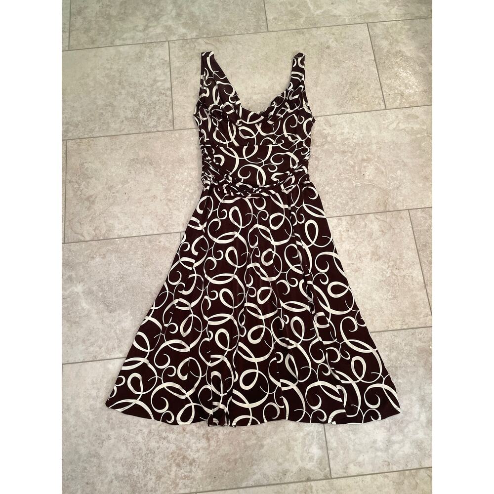 Y2K Maggy London Women's Brown Sexy Sheath Dress Size 8 Sleeveless Cowl Neck